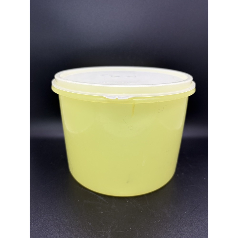 VTG 70's Tupperware 'Seal' Clear Yellow‎ Curcular Canister Collectible Kitsch